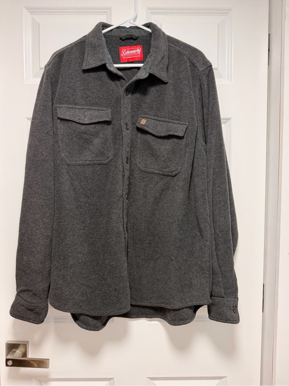 Coleman Men's Gray Fleece Button-Up Shirt Jacket XL Long Sleeve Pockets size XL